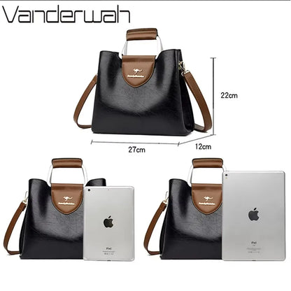 Genuine Soft Pu Leather Handbags for Women Vintage Shoulder Tote Bag Luxury Designer Ladies Large Capacity Purse Bags Sac A Main