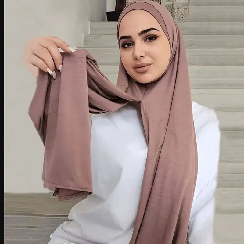 Instant Hijab Scarf for Women Muslim Easy To Wear Jersey Head Scarf Wrap Thin Breathable Soft Sunscreen Pullover Head Wrap