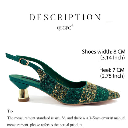 QSGFC Ladies High Quality Women's Pumps Black Gold Shoes and Bag Set DURABLE OUTSOLE Italian Fashion Design For Nigeria Wedding