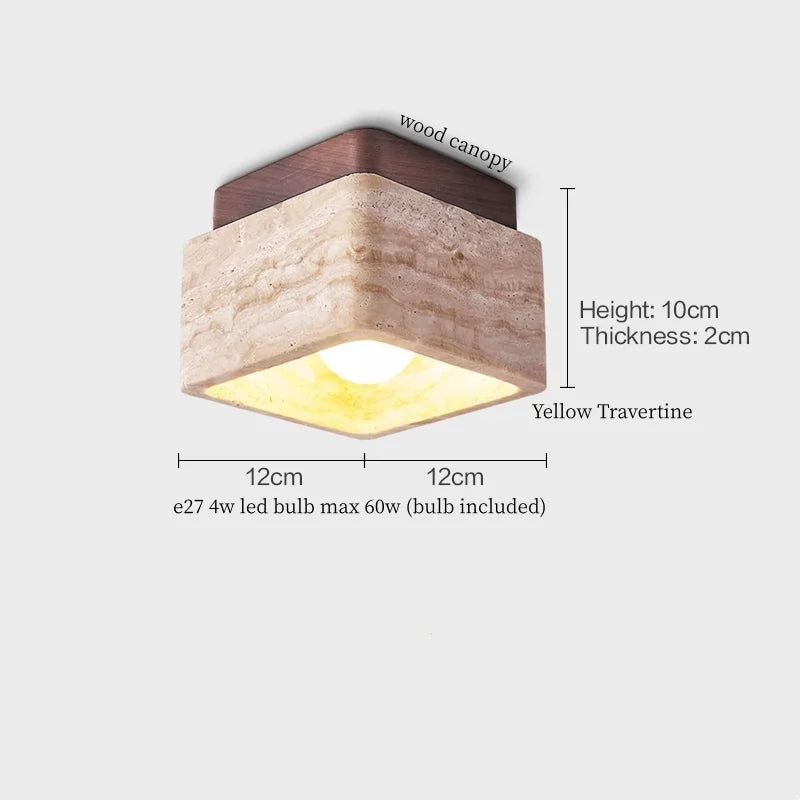 IWHD Japan Wabi Sabi LED Ceiling Lights Bedroom Bathroom Corridor Home Lighting Yellow travertine Ceiling Lamp Lampy Sufitowe