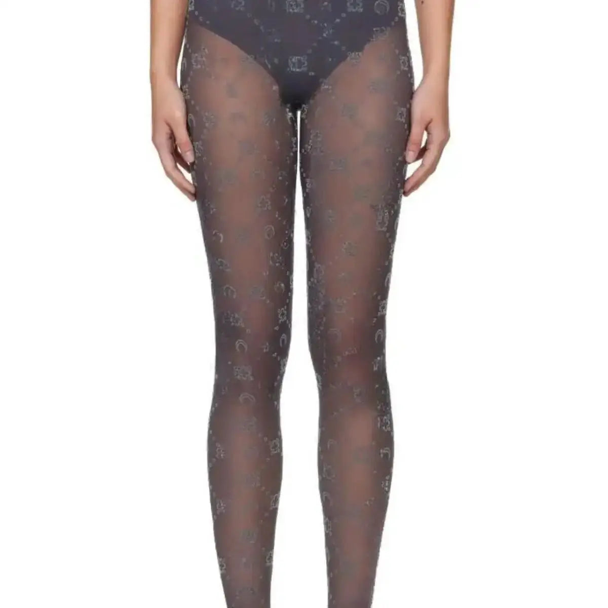 High Waist Pants Women Street Wear Elastic Slimming Tight Thin Socks Autumn Fashion Solid Color Moon Perspective Mesh Plush