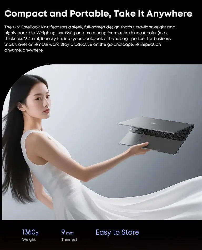 CHUWI FreeBook 2-in-1 Touch Screen Laptop 13.4'' Intel N150 16GB LPDDR5 RAM 512GB SSD FHD 2520x1680 WiFi6 BT5.2 Windows 11