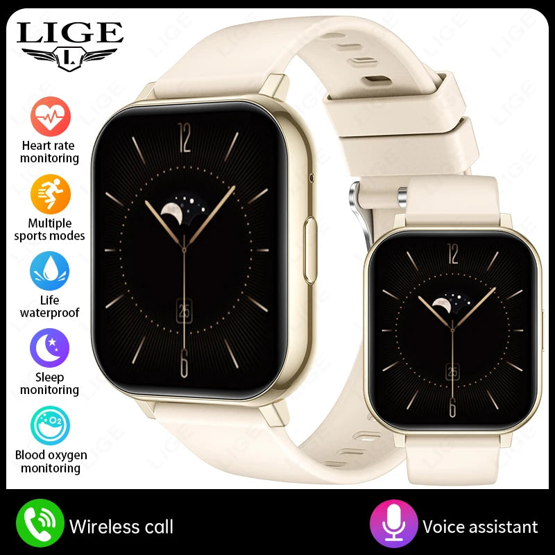 LIGE 2026 New Smart Watch Women Men Bluetooth Talking Blood Oxygen Heart Rate Monitoring Smart Watch For Women Men Holiday Gift