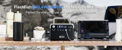 230.4Wh LiFePO4 300W (Peak 600W) Solar generator AC Outlets Portable Power Station,Power Bank, Battery Backup for Hurricane Emergency/Outdoor Camping/RVs/Home Use，Home backup outdoor camping mobile power bank ﻿