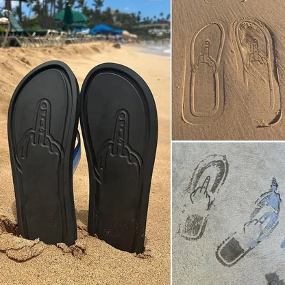 Hidden Middle Finger Slippers Figure with Legs Quick- Dry Flip Flops Parody Middle Finger Beach Summer Comfort Non Slip Sandal