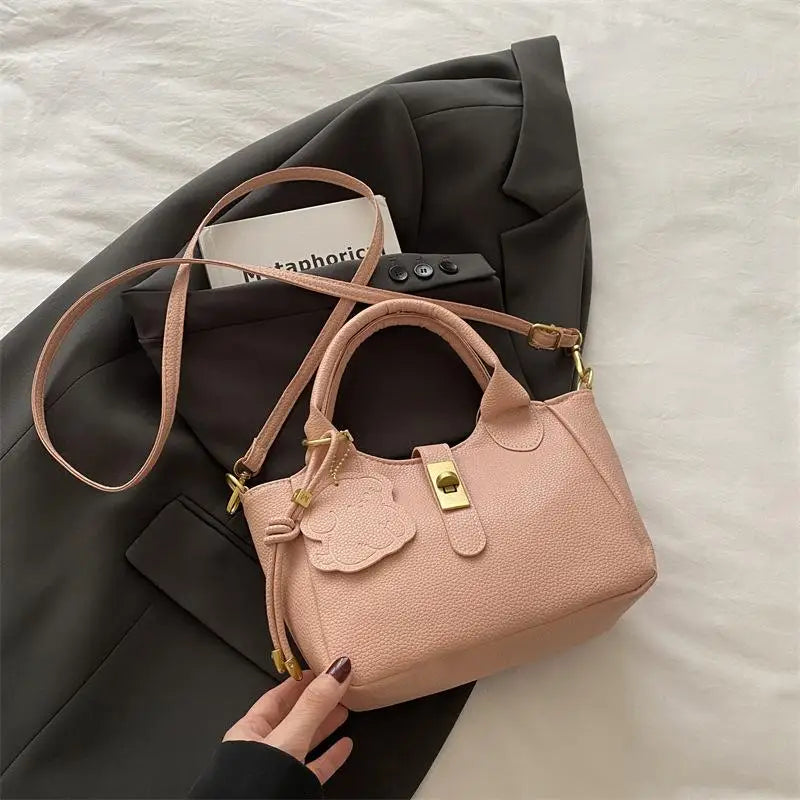 PU Portable Bucket Bag Shoulder Bag Women Fashion Versatile Crossbody Bags Zipper Handbag High Quality Tote Commuter Bags Gifts