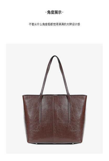 Luxury Women Leather Tote Bag Top Layer Cowhide Large Capacity Fashionable Handbag Brand Designer Shoulder Bag 2025 New Handbag