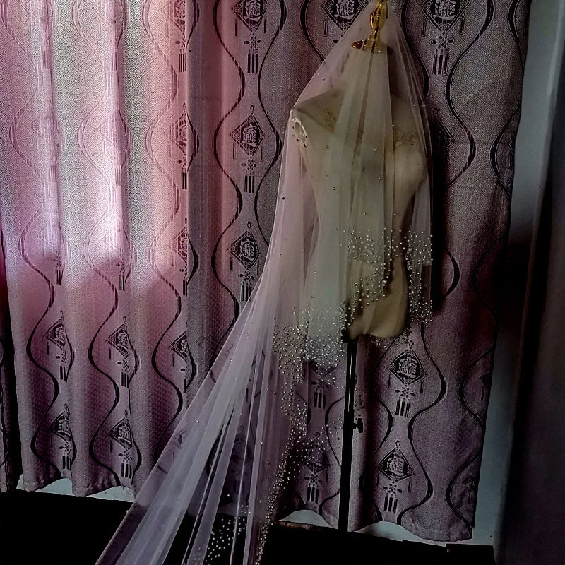 Solid White Full Pearl Veil Bridal Cathedral Wedding Accessories 2026 New Veil Elegant Veil Mariage Custom Made Veil