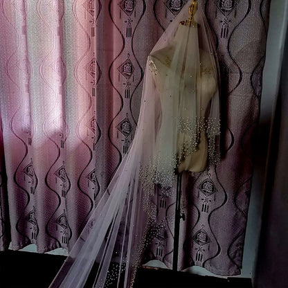 Solid White Full Pearl Veil Bridal Cathedral Wedding Accessories 2026 New Veil Elegant Veil Mariage Custom Made Veil