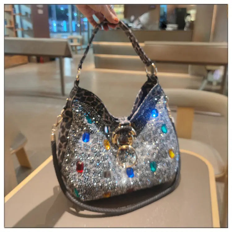 Luxury Genuine Leather Portable Women's Bag Leisure Large Capacity Diamond Tote Bag Shoulder Crossbody Bucket Bags Fashion 2026