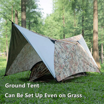 2025 TRAVELER NEW MC Camo Hammock Tent Set with Mosquito Net & Sunshade - Anti-Roll Design for 1-2 Person Outdoor Camping