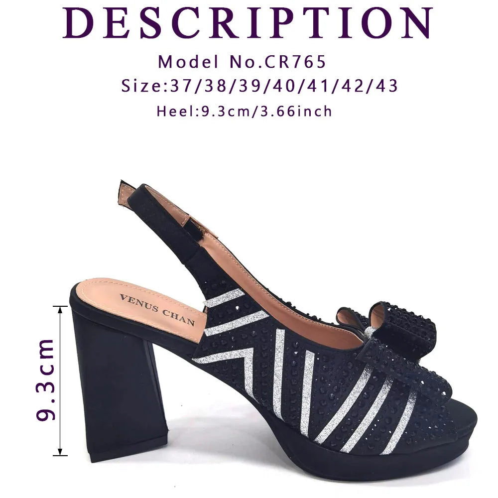 Mature Sweet 2024 Super Heels Peep Toe Ladies Slipper Shoes with Bag Set in Blue Color For Nigerian Women Wedding Party