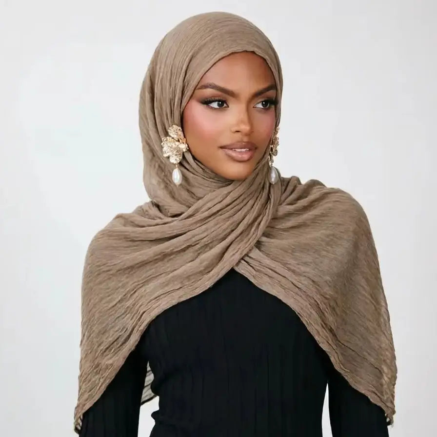 Fashion Crinkle Cotton Royan Hijab Scarf for Muslim Women Islamic Long Soft Shawls Wraps Short Tassel Bufanda Accessories
