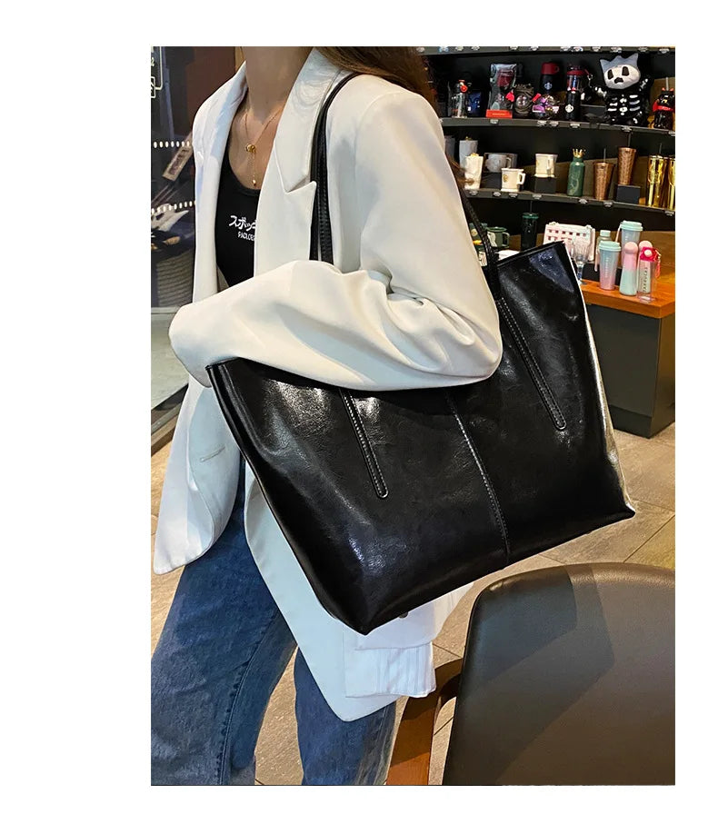 Luxury Women Leather Tote Bag Top Layer Cowhide Large Capacity Fashionable Handbag Brand Designer Shoulder Bag 2025 New Handbag