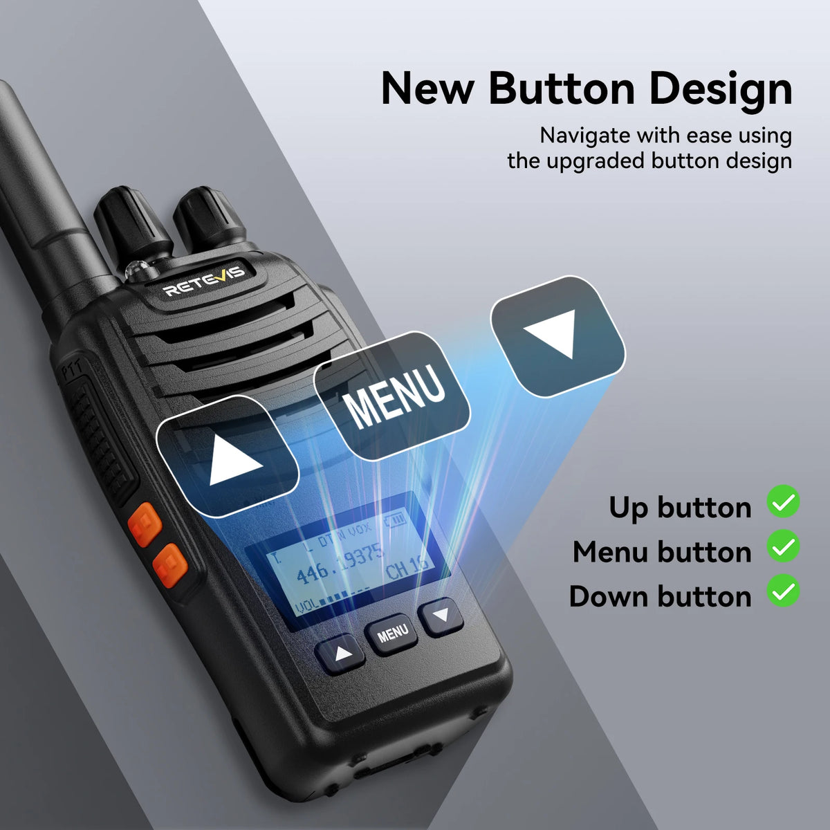 Retevis H777D Walkie Talkie PMR446 Portable License-Free LCD Display Radio Long Range Type-C Camping Use