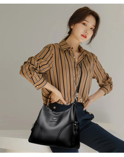 The New Style Bag Leather Luxury Handbags Women Bag Designer Solid Color Women Shoulder Messenger Bags for Women 2024 Sac A Main