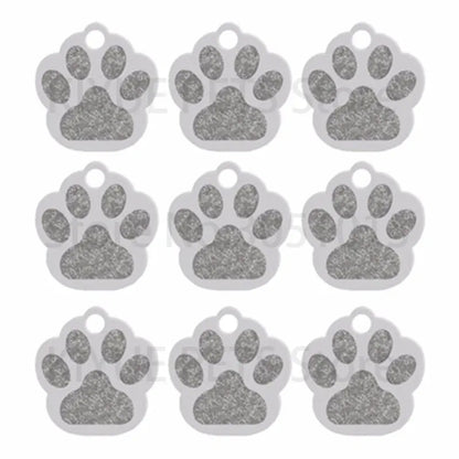 Wholesale 100Pcs Paw Pet Dog ID Tag Custom Engraved Name Plate Phone Dogs ID Tags Personalized Aluminum Pet Pendant Key Chain