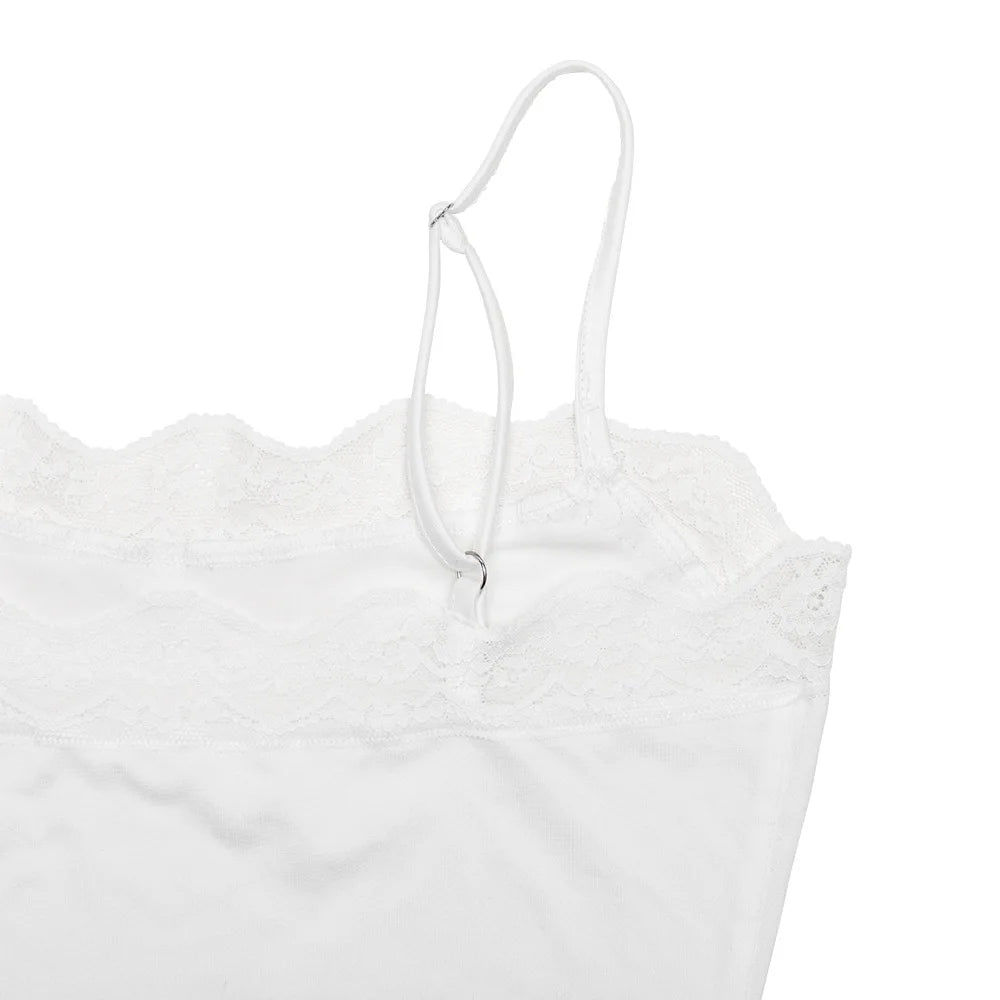 Lace Patchwork Cami Playsuit Women Sexy Backless Sleeveless Romper Solid Color Y2K Streetwear Casual Loungewear Outfit