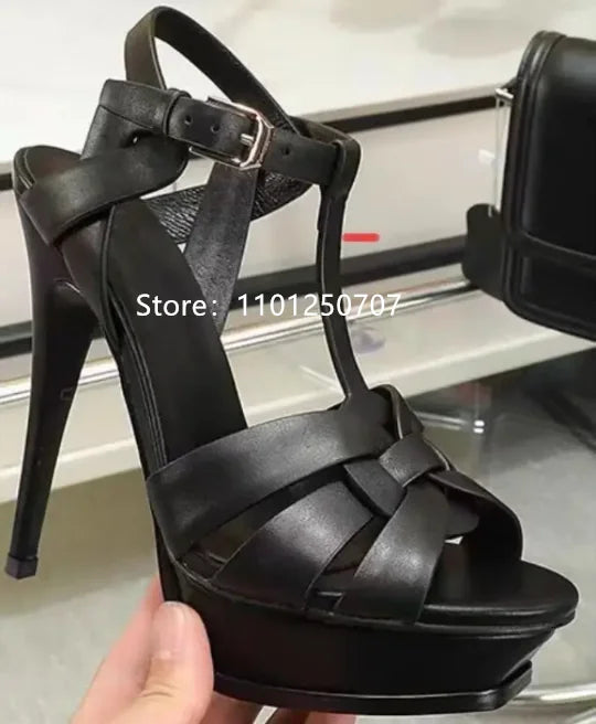 Luxury Style Women Sandals Summer Platform Women High Heels 14CM Open Toe Spike Heels Dressing Shoes Brand