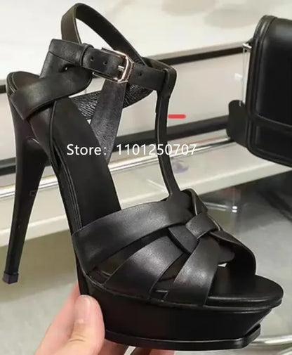 Luxury Style Women Sandals Summer Platform Women High Heels 14CM Open Toe Spike Heels Dressing Shoes Brand