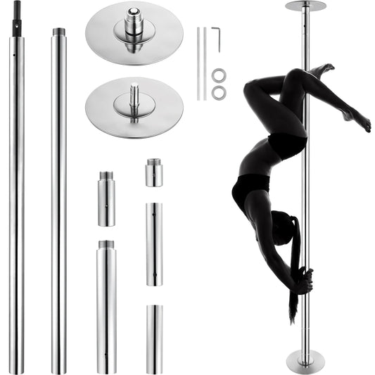 SucceBuy Professional Dancing Pole Spinning Static Dancing Pole Kit Portable Removable Pole 45mm Heavy-Duty Stainless Steel Pole