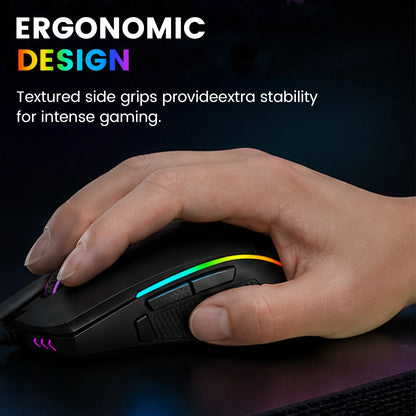 FocusOnPC X11 RGB Gaming Mouse, Wired Connection, 8000 DPI, 9 Programmable Buttons, Ergonomic Computer Gaming Mice for PC Gamers