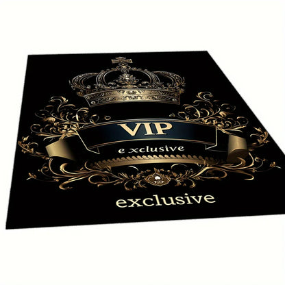 Exclusive Gold Crown Area Mat - Washable Rug for Living Room Bedroom Kitchen, Elegant Indoor Floor Decor