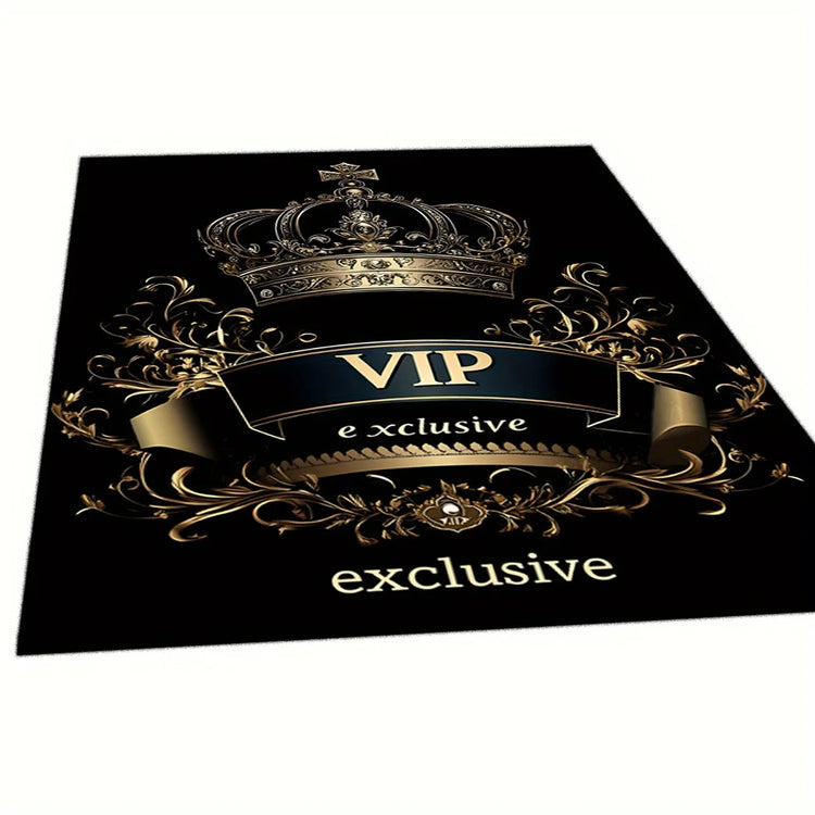 Exclusive Gold Crown Area Mat - Washable Rug for Living Room Bedroom Kitchen, Elegant Indoor Floor Decor