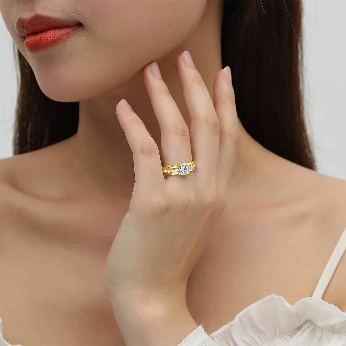 Luxury 1 Carat Moissanite Ring For Women Solid 925 Silver Rhodium Plated Luxury Wedding Jewelry With Certificate Gift Female Hot