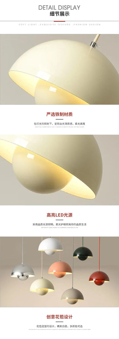 Nordic Minimalist 23cm Pendant Lights Modern Restaurant LED Chandelier E27 Bedroom Study Kitchen Island Home Decoration Gloss
