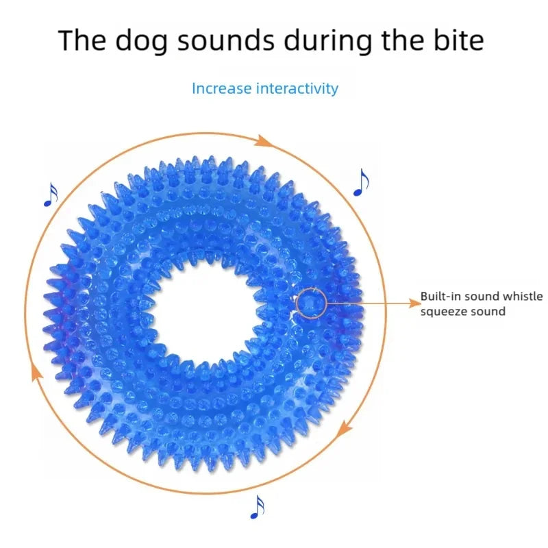 Spiky Ring Tire Dog Chew Toy Squeaky Sound Durable TPR Material Pet Teeth Grinding Cleaner Interactive Molar Toy for Dogs