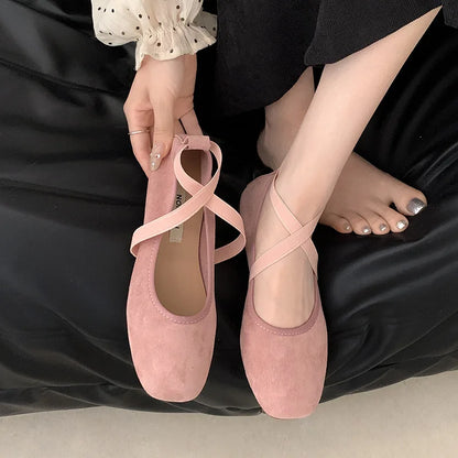 Ladies Ballet Shallow Flat Shoes Women's Retro Mary Jane Shoes Luxury Soft Sole Shoe Women Cross Strap Flats Zapatos Mujer 2025