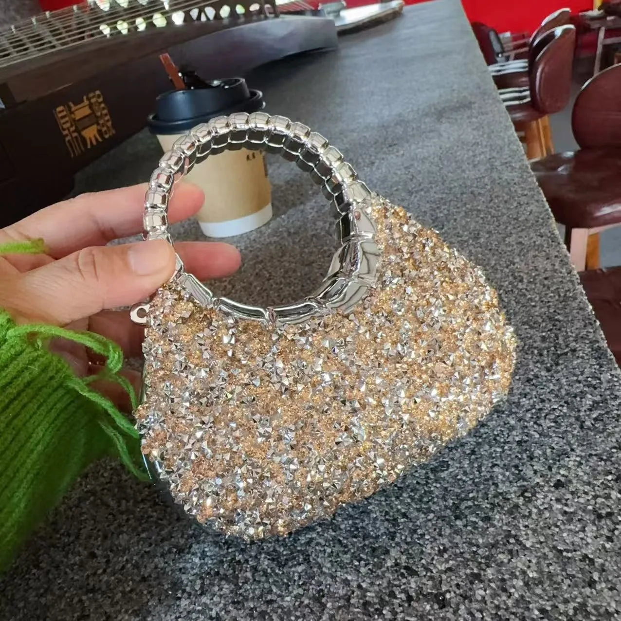 Mini Golden Pink Evening Bag Purses and Handbags Luxury Designer Shoulder Bags Diamond Party Wedding Acrylic Shiny Clutch Purse