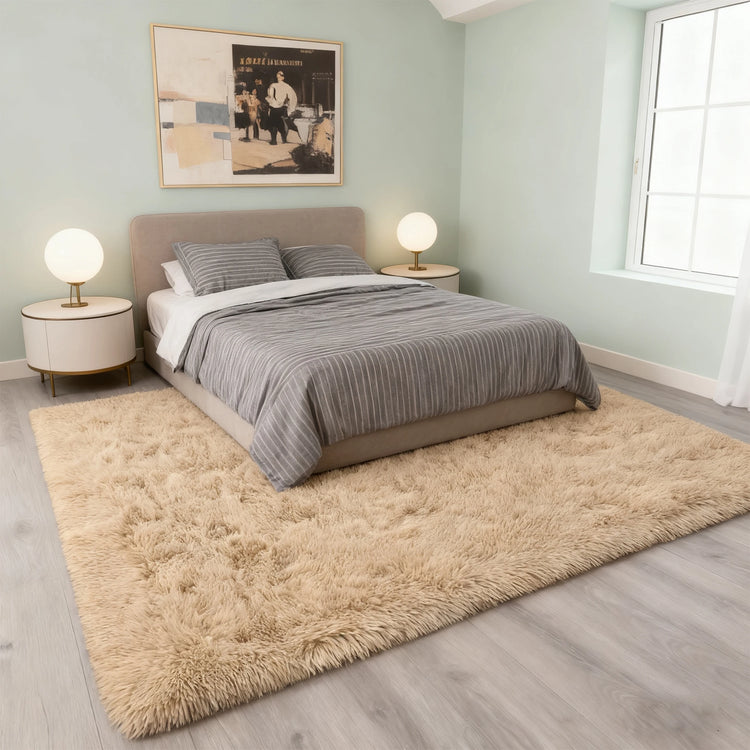 Area Rugs for Living Room Bedroom: Camel Soft Fluffy Shag Upgrade Non-Slip High Pile Carpet Large Fuzzy Plush Indoor Floor Decor Shaggy Rug Dorms Playroom Nursery Modern Hom