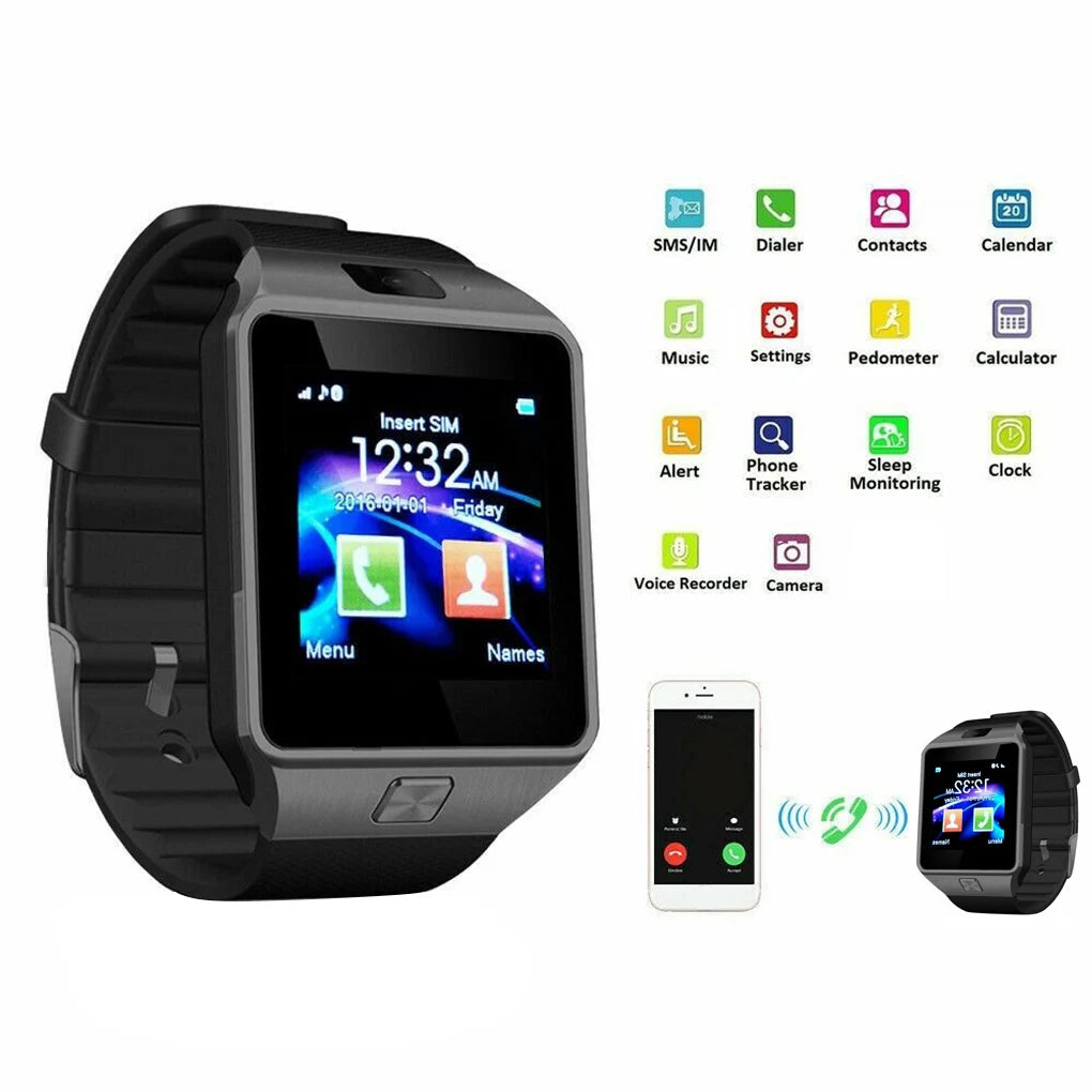 Watch Smart DZ09 Wristwatch Support SIM Card 1.56 inch Touch Screen Bracelet Multimedia Remote Equipment White