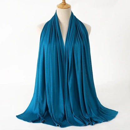 Womens Muslim Ramadan Fashion Modal Cotton Jersey Hijab Womens High Quality Solid Color Soft Hijab Long African Scarf