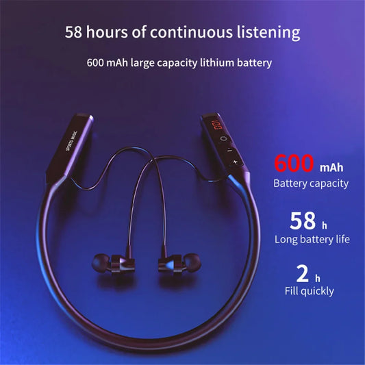 Bluetooth 5.0 Earphones Neckband Headsets Wireless Headphones HiFi Stereo Noise Reduction Earbuds Support BT TF Card FM Radio