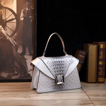 Luxury Designer Brand New Cowhide High Quality Crocodile Print Handbag Women's Fashion Single Shoulder Crossbody Bag Hot Sale