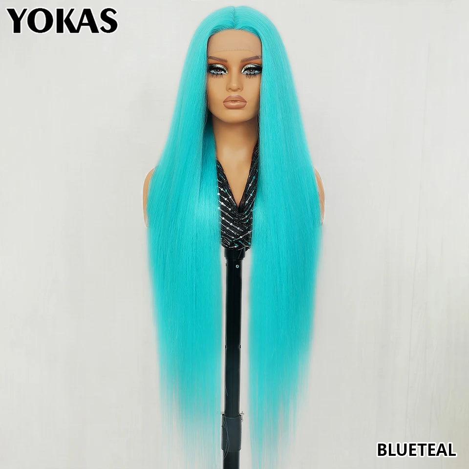 40 Inch Synthetic Lace Front Wigs For African Women T Part Lace High Temperature Fiber Straight Lace Wigs For Afro Female