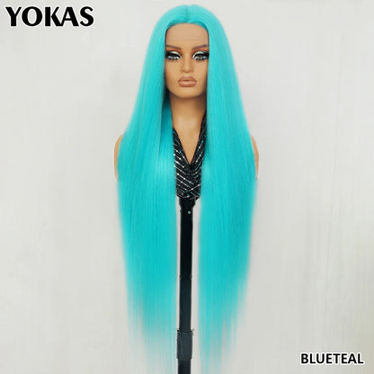 40 Inch Synthetic Lace Front Wigs For African Women T Part Lace High Temperature Fiber Straight Lace Wigs For Afro Female