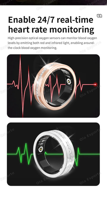 2026 New Smart Ring Lady Heart Rate Sleep Health Monitor Menstrual cycle detection IP68 Waterproof Fashion Sport Rings Women Men