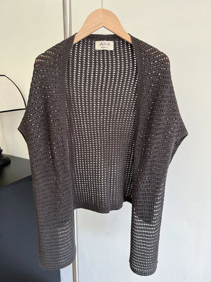 Knitted Hollow T-shaped Shawl for Women 2026 Summer New Thin with Wool Knot Decoration Sun-protective Vest on The Shoulders