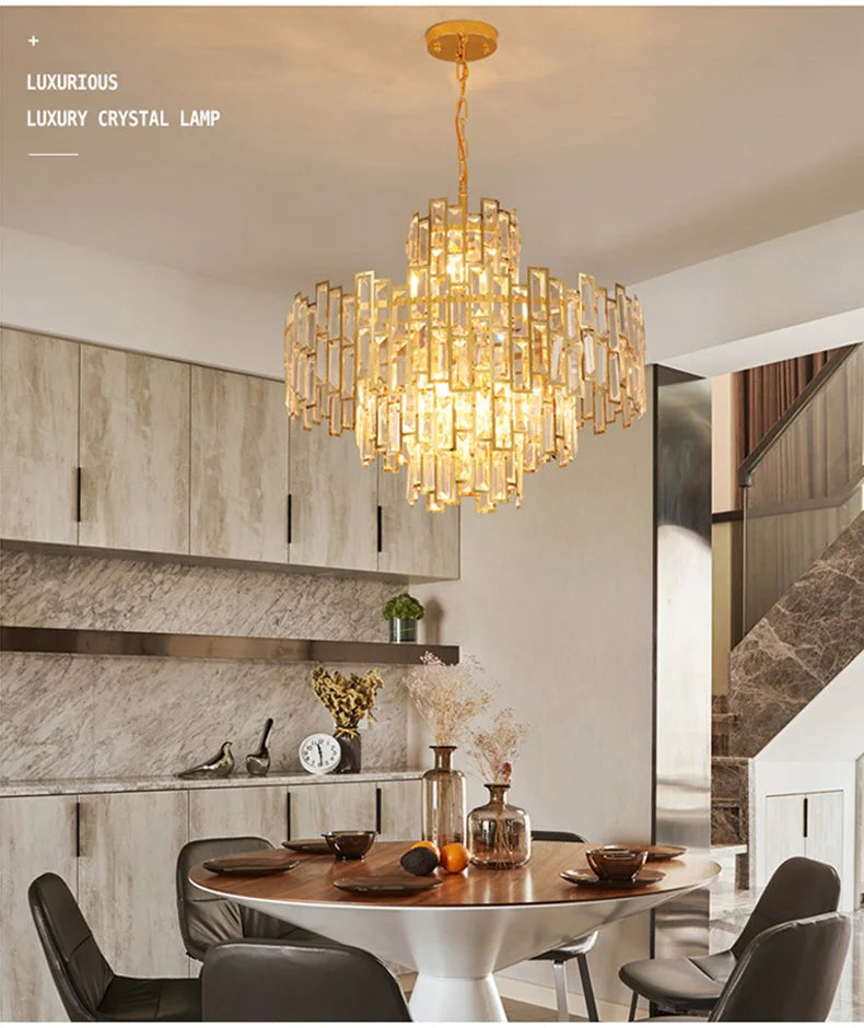 Luxury Crystal Ceiling Pendant Chandelier Lights Dining Room Chandeliers Lighting for Living Room Light Home Decor Lustre Salon