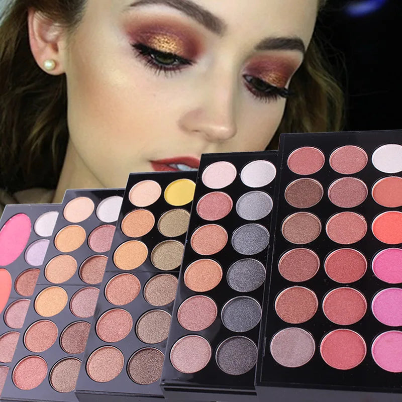 Miss Rose Makeup Case Set Kit-Ultimate Color Combination-Holiday Gift Set Cosmetic Eye Shadow Lip Gloss Blush Brow Combo Palette
