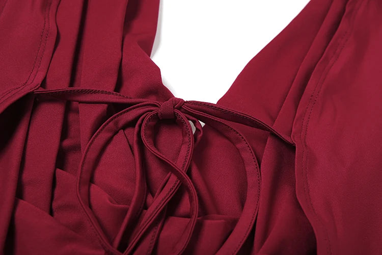 Sisterlinda Swinging Neck Backless Playsuits Sexy Stunning Pleated Backless Slim Rompers+Inside Wrapped Chest Tanks Party Wear