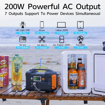 For E200 Portable Power Station Battery Supply Solar Charge Solar Generator AC DC Outdoor Camera Drone Power 200W 151WH
