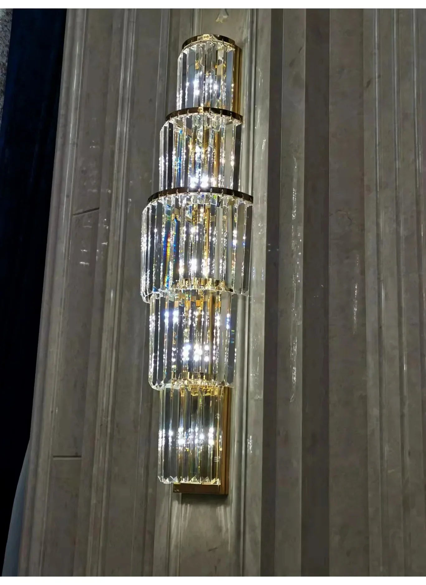 Luxury Hotel Lobby Large Big Crystal Wall Lamp for Club Hall Villa Living Room Bedroom Office Banquet Indoor Lighting Fixtures