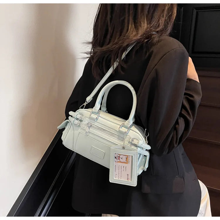 Stylish Design Glossy PU Sqeare Shoulder & Crossbody Bags Solid Zipper Hot Trendy Designer Style Handbags for Women 2025 New