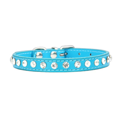 Personalized Rhinestones Dog Collar 16 Colors PU Leather for Small Dog Puppy Chihuahua Pink Pet Strap Necklace Pet Accessories