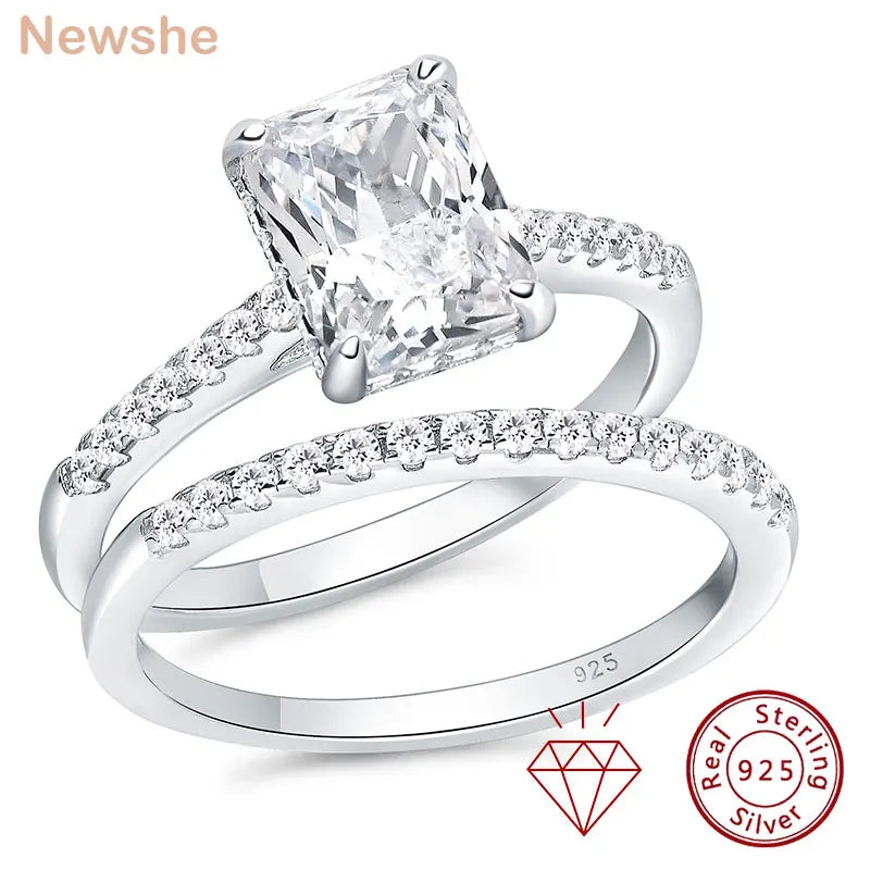 Newshe Moissanite Bridal Rings Set for Women D Color VVS1 Radian Oval Cut Engagement Ring 925 Sterling Silver Luxury Jewelry